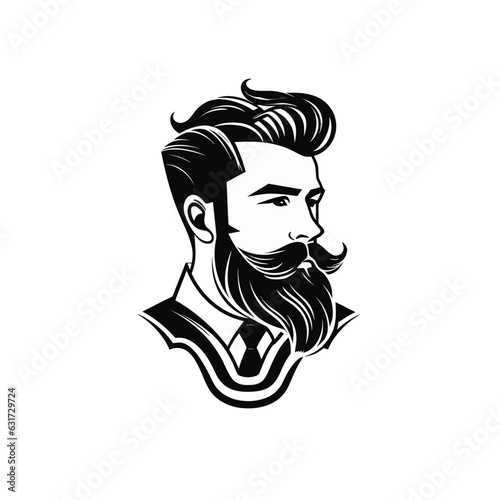 Vector logo of barbershop, minimalistic, black and white