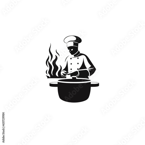 Vector logo of chef, minimalistic, black and white