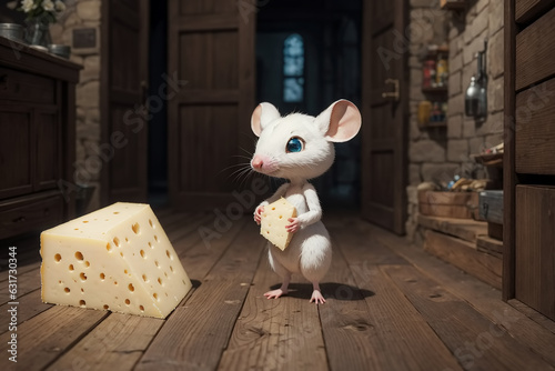 Mouse with cheese in the ki...