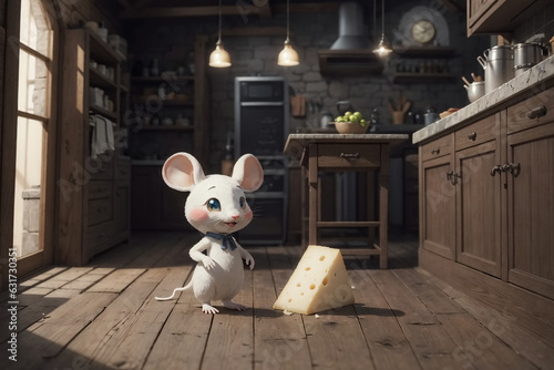 Mouse with cheese in the ki...