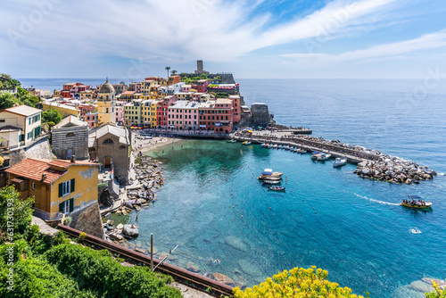Vernazza Village harbour view in Italy