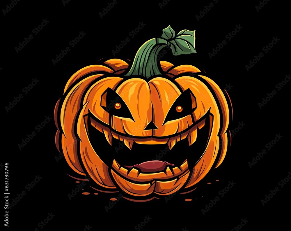 Illustration of cartoon scary pumpkin jack o lantern for halloween on black background. Illustration of cartoon scary pumpkin jack o lantern for halloween on black background.