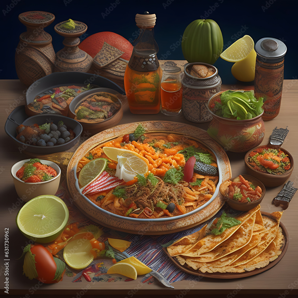 MEXICan FOOD in the style of realistic