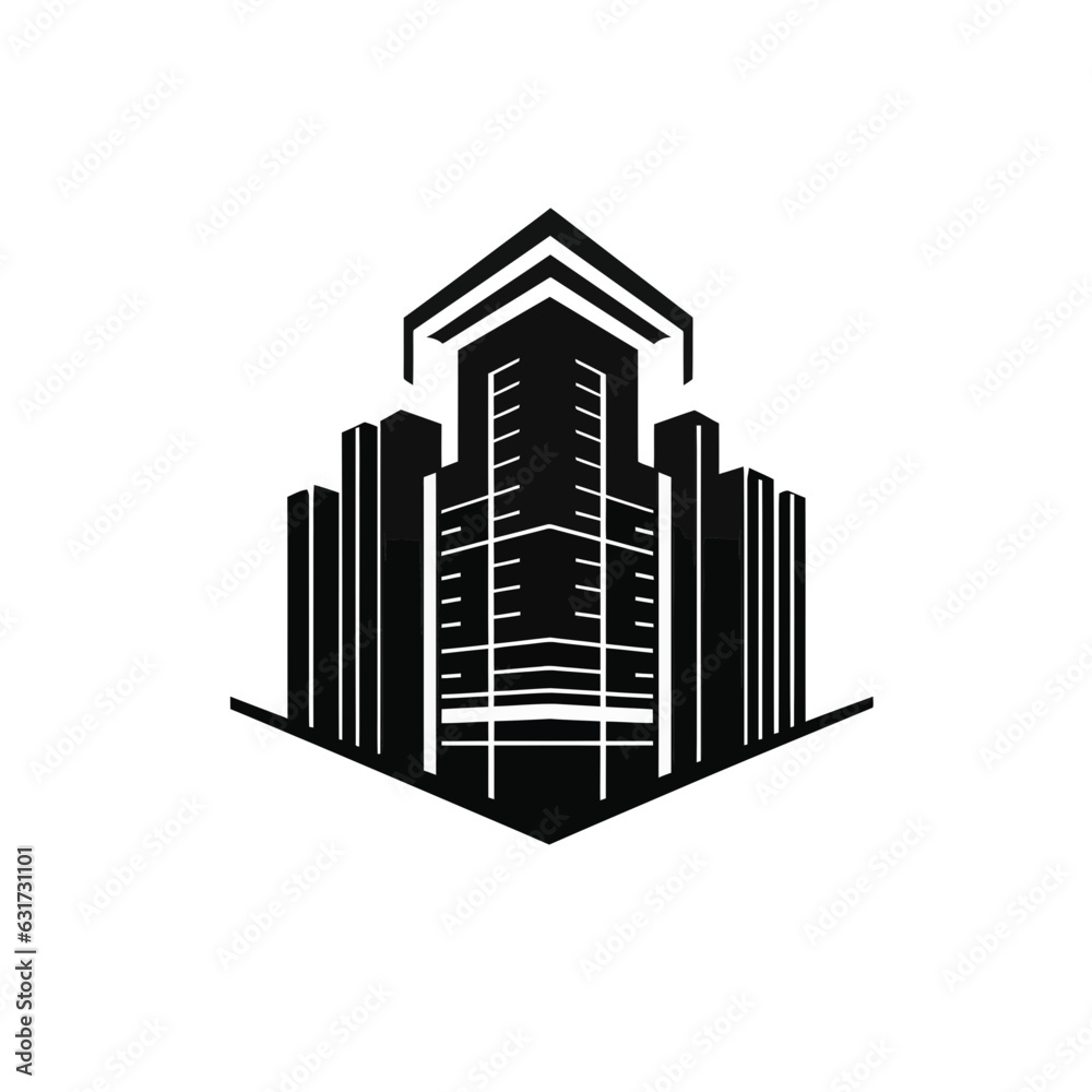 Vector logo of office, minimalistic, black and white