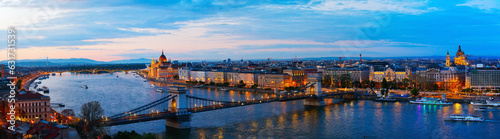 Budapest evening cityscape panorama