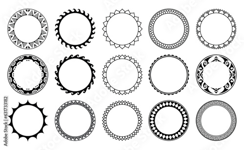 Konstfotografi Big set of Round geometrical maori border frame design