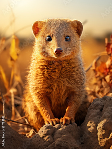 Mongoose in its Natural Habitat, Wildlife Photography, Generative AI © Vig