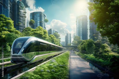 The Future of Mobility: Innovative Transportation Systems and Advanced Technologies for Efficient Urban Planning. sustainable transportation solutions. green energy concept created with Generative AI 