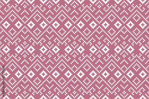 Pink Cross stitch colorful geometric traditional ethnic pattern Ikat seamless pattern border abstract design for fabric print cloth dress carpet curtains and sarong Aztec African Indian Indonesian 
