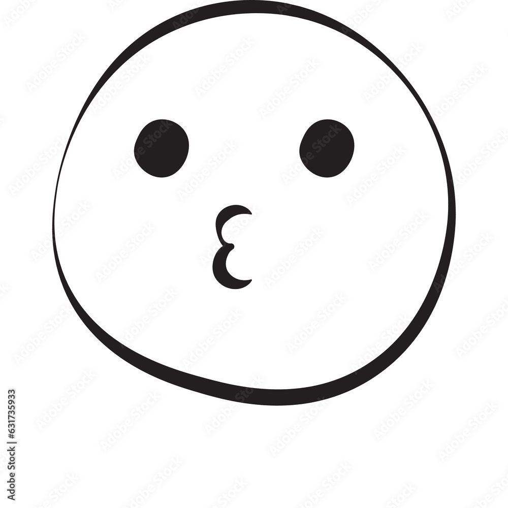 Fototapeta premium Kiss 30 Grunge Emoticons Outline Style