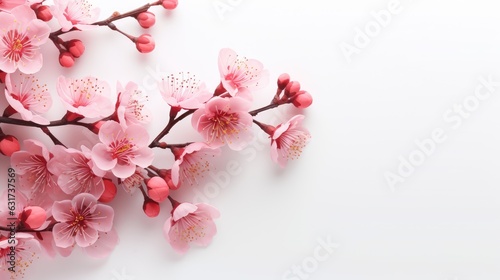 cherry blossom on white background with copy space for your text © hakule