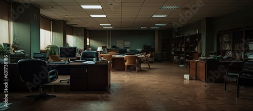 Obraz na płótnie The office is empty, indicating that it must be the weekend. w salonie