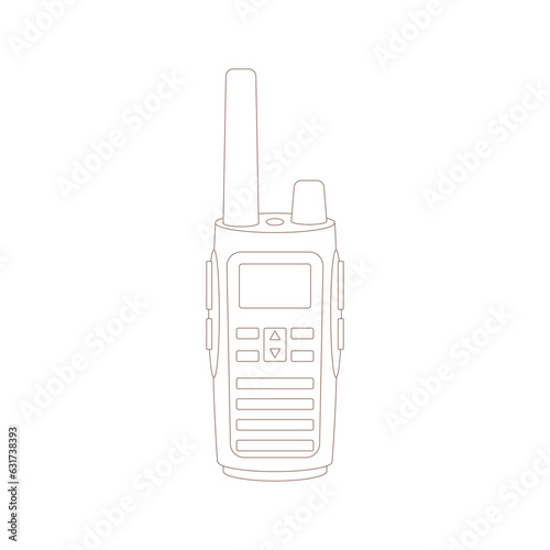 Walkie-talkie. Drawn elements for camping and hiking. Wilderness survival, travel, hiking, outdoor recreation, tourism. Flat vector illustration isolated on white background.