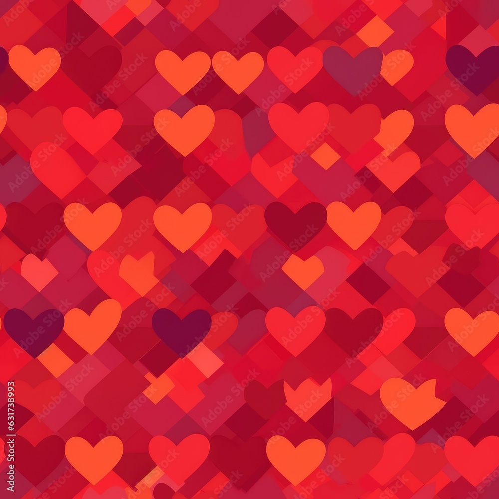 Seamless pattern with red hearts on red background. Vector illustration. created by generative AI technology. Seamless pattern with red hearts on red background. Vector illustration. created by generative AI technology.