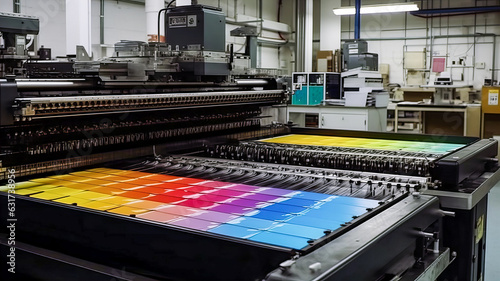 CMYK colors, printing house. Generative AI technology.