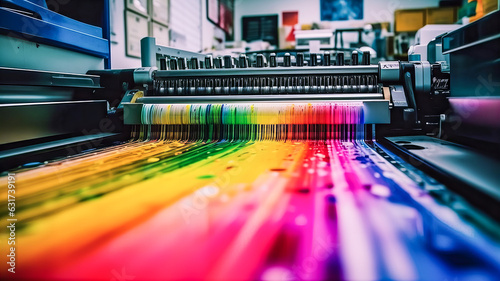 CMYK colors, printing house. Generative AI technology.