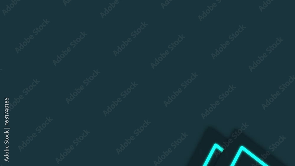 Animated bright neon blue line triangular object moving randomly on a dark blue background Animated bright neon blue line triangular object moving randomly on a dark blue background