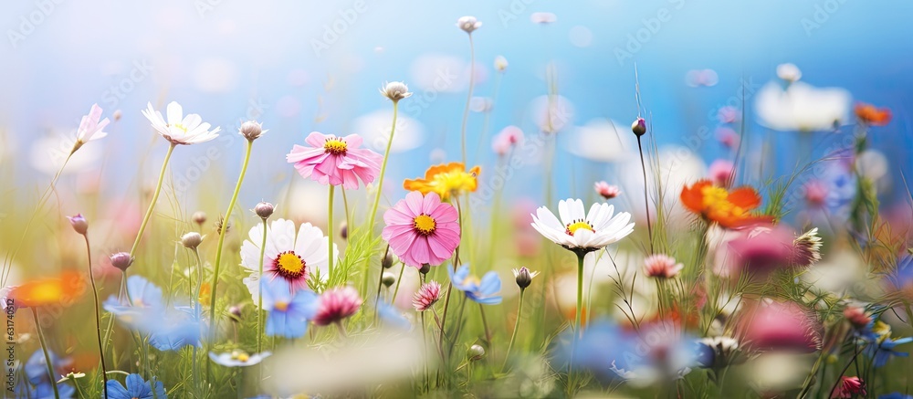 A nature/floral background with copy space featuring beautiful small summer flowers.
