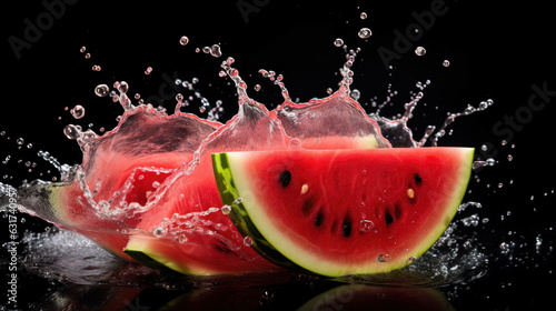 watermelon fresh water splashing on the isolated background