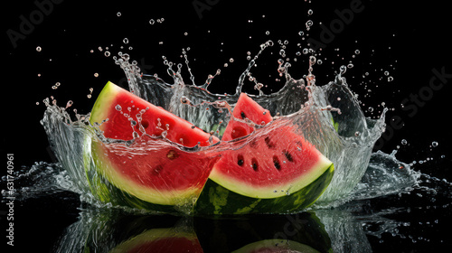 watermelon fresh water splashing on the isolated background