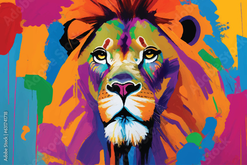 painting abstract lion vector watercolor hand painted; Generative AI illustration.