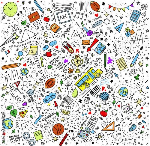 Back to school doodles scetch items on transparent background