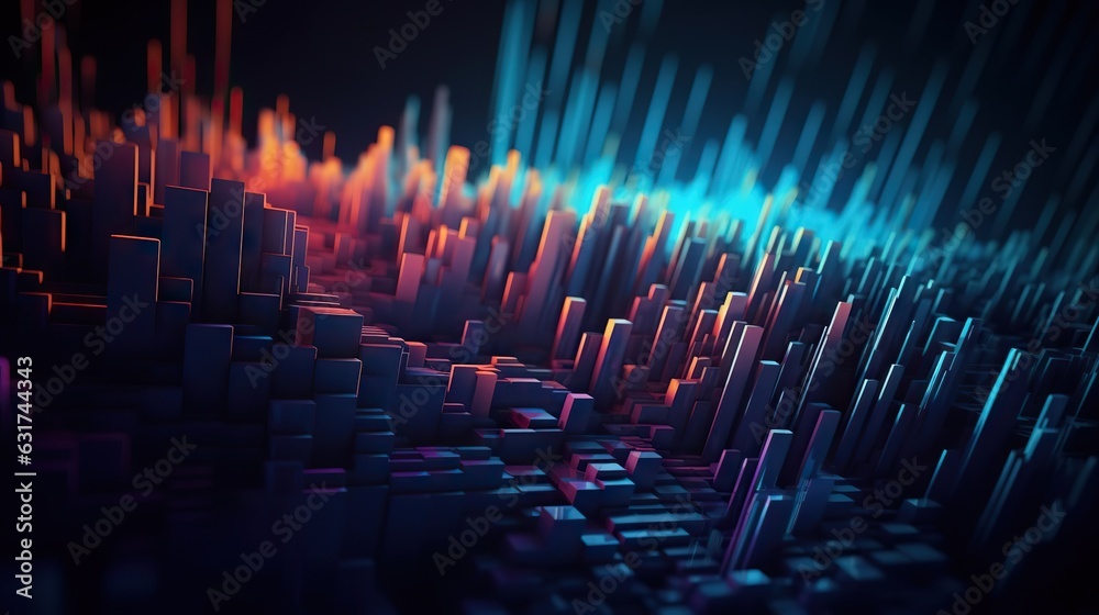 Fototapeta premium Abstract digital background. Can be used for technological processes, neural networks and AI, digital storages, sound and graphic forms, science, education, etc.