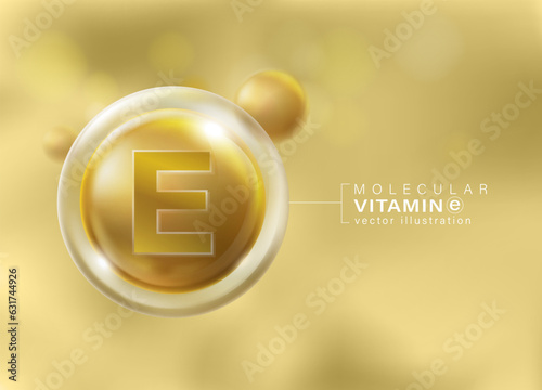 Vitamin E molecule floating in front of isolated pastel purple background. vitamins that are important to the body, advertising media, dietary supplements, cosmetics, multivitamins.