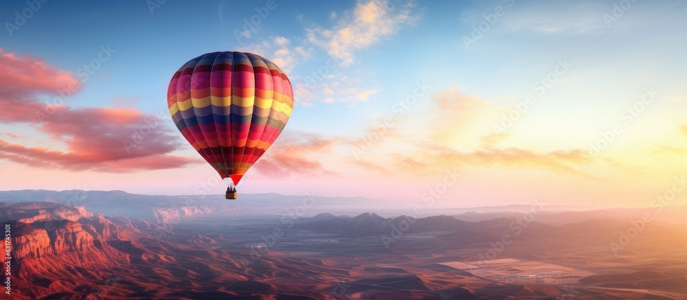 Hot air balloon rides take place in the sky.