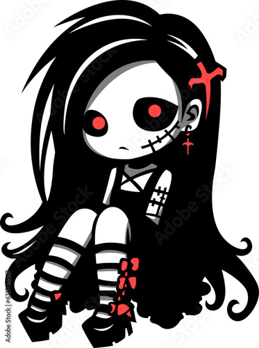 vector cute zombie girl illustration