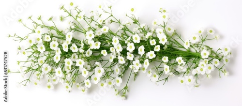 The Gypsophila Little White Flower plant is positioned in a top view, isolated on a white background.