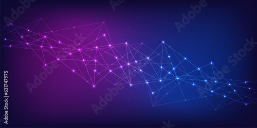 Abstract technology background with connecting the dots and lines. Global network connection, internet technology and digital communication concept