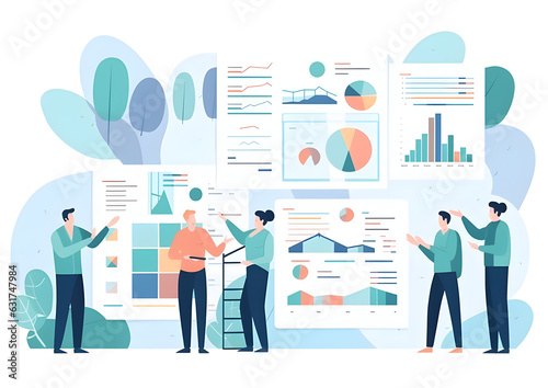 Teamwork illustration. Blue print with icons related to cooperation, teamwork, hands-on-mentality and networking