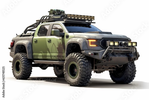 military truck isolated on white