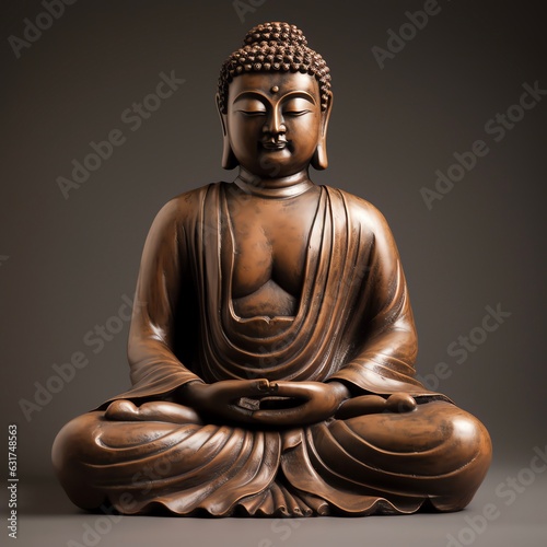 Gautama Buddha wooden statue meditating in sitting pose