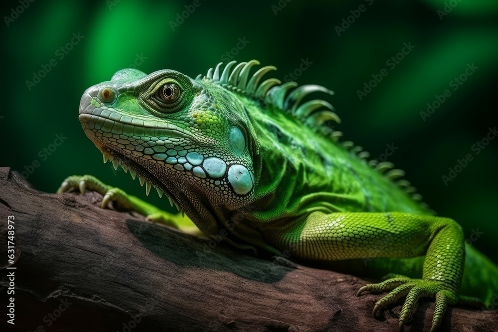 Green iguana forest. Generate AI Green iguana forest. Generate AI