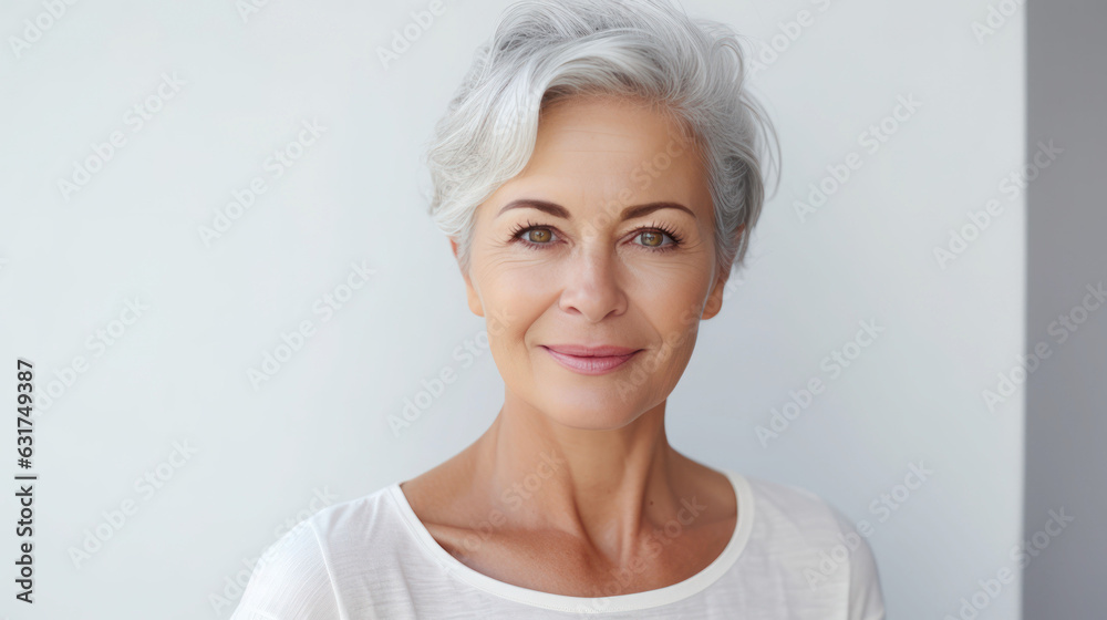 Mature old lady close up portrait. Healthy face skin care beauty, middle age skincare cosmetics Mature old lady close up portrait. Healthy face skin care beauty, middle age skincare cosmetics