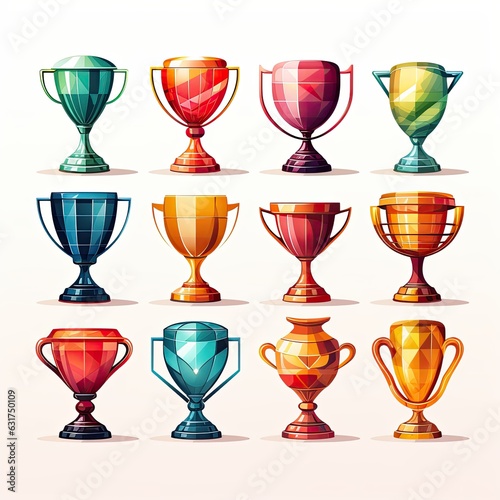 A set of trophy cups. Generative AI