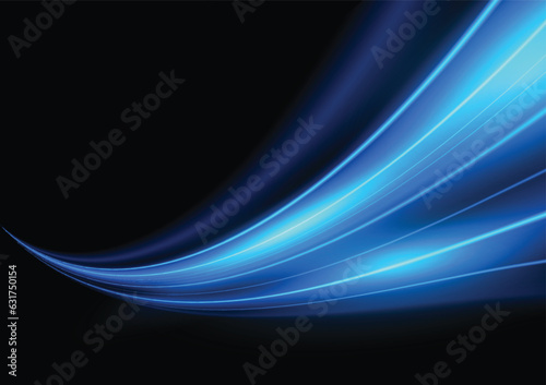 Modern abstract high-speed light motion effect on black background. vector illustration.