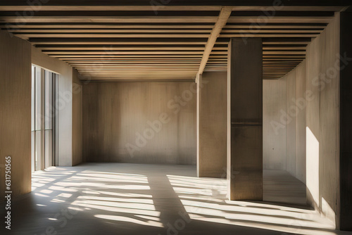 empty wooden floor, interior of the house with sunlight and shadow.