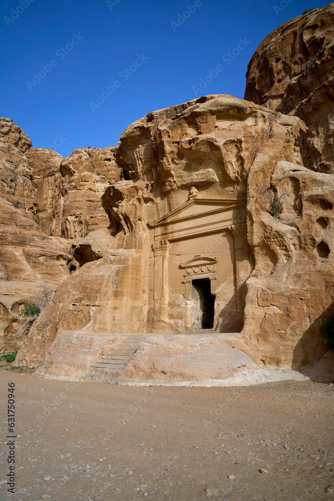 Carved doorway at Little Petra, Petra Jordan