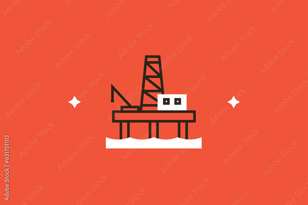 Geometric shipyard illustration in flat style design. Vector illustration. 