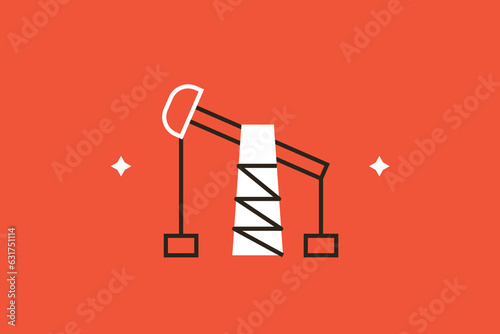 Geometric pumps oil illustration in flat style design. Vector illustration. 