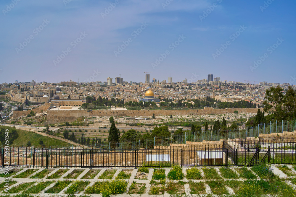 View of the city of Jerusalem with the golden dome of Al Aqsa