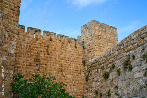 Fortified stone walls of the ancient city of Jerusalem © Adrian Solumsmo