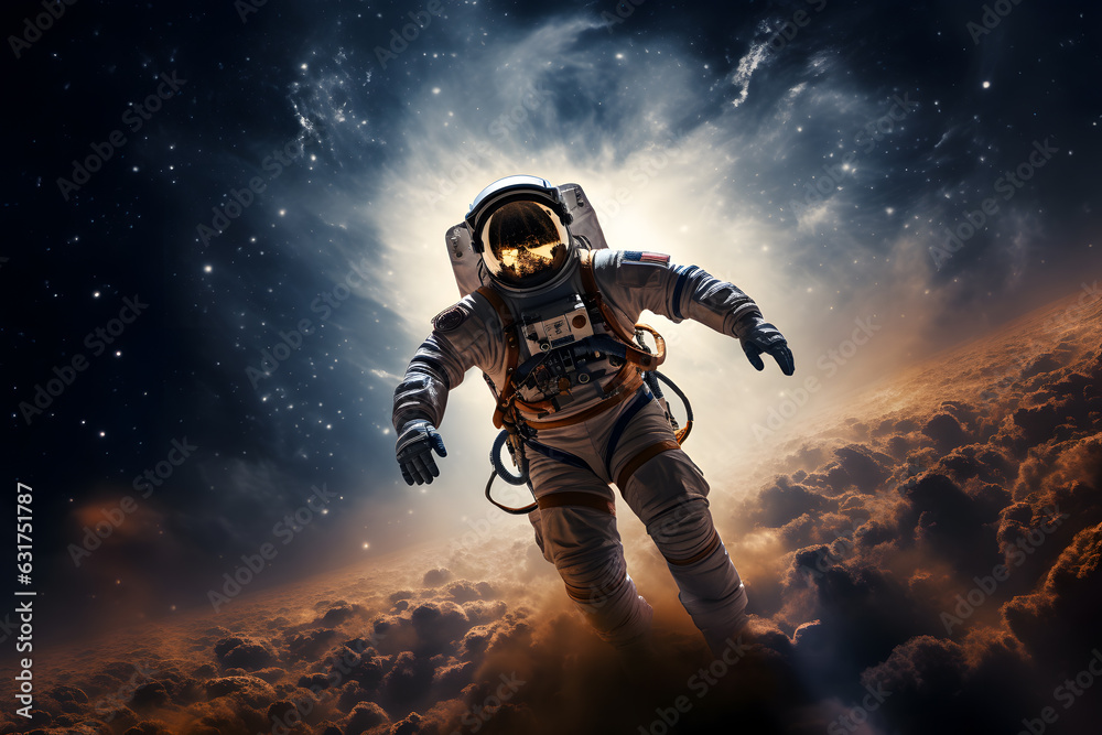 custom made wallpaper toronto digitalBeyond the Celestial Horizon: Embark on a Mesmerizing Space Exploration Journey with Striking 3D Visualizations of Astronauts in the Embrace of the Cosmos
