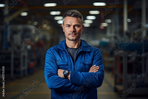 factory worker posing looking at camera