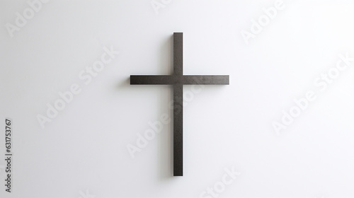 A minimalist representation of a Christian cross against a blank background, inviting contemplation Generative AI