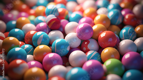 many multi-colored plastic round balls photo