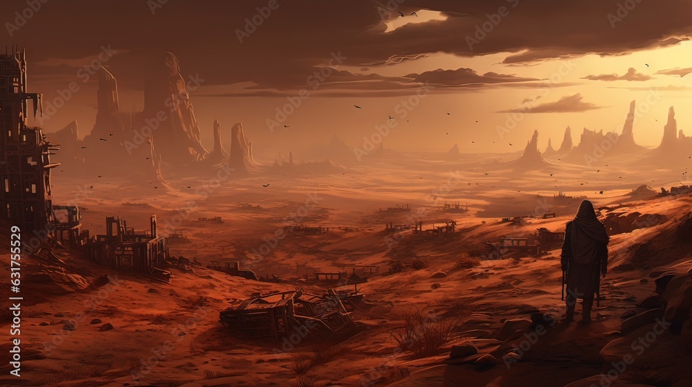 Fototapeta premium Sunrise over the mountains. AI generated art illustration.